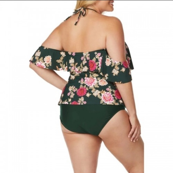 Raisins Curve Maiko Shea OTS High Neck Off Shoulder Tankini Top - Picture 2 of 10